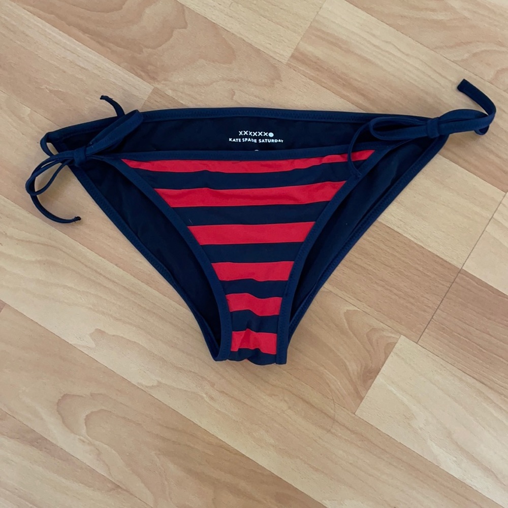 Kate Spade Bikini Bottom Blue Red Stripe Med EUC